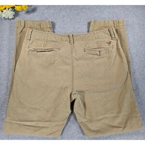 American Eagle Mens 34 X 31 Pants Relaxed Khaki Beige Flat Front Twill Chino AEO